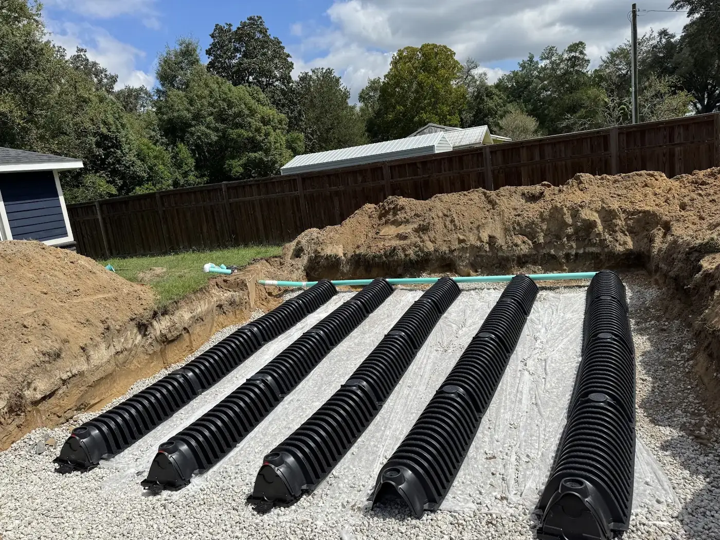 Drain field lines ready for service