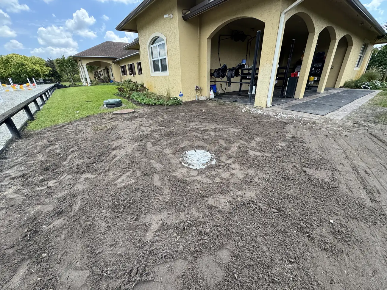 Regraded yard after a septic system replacement