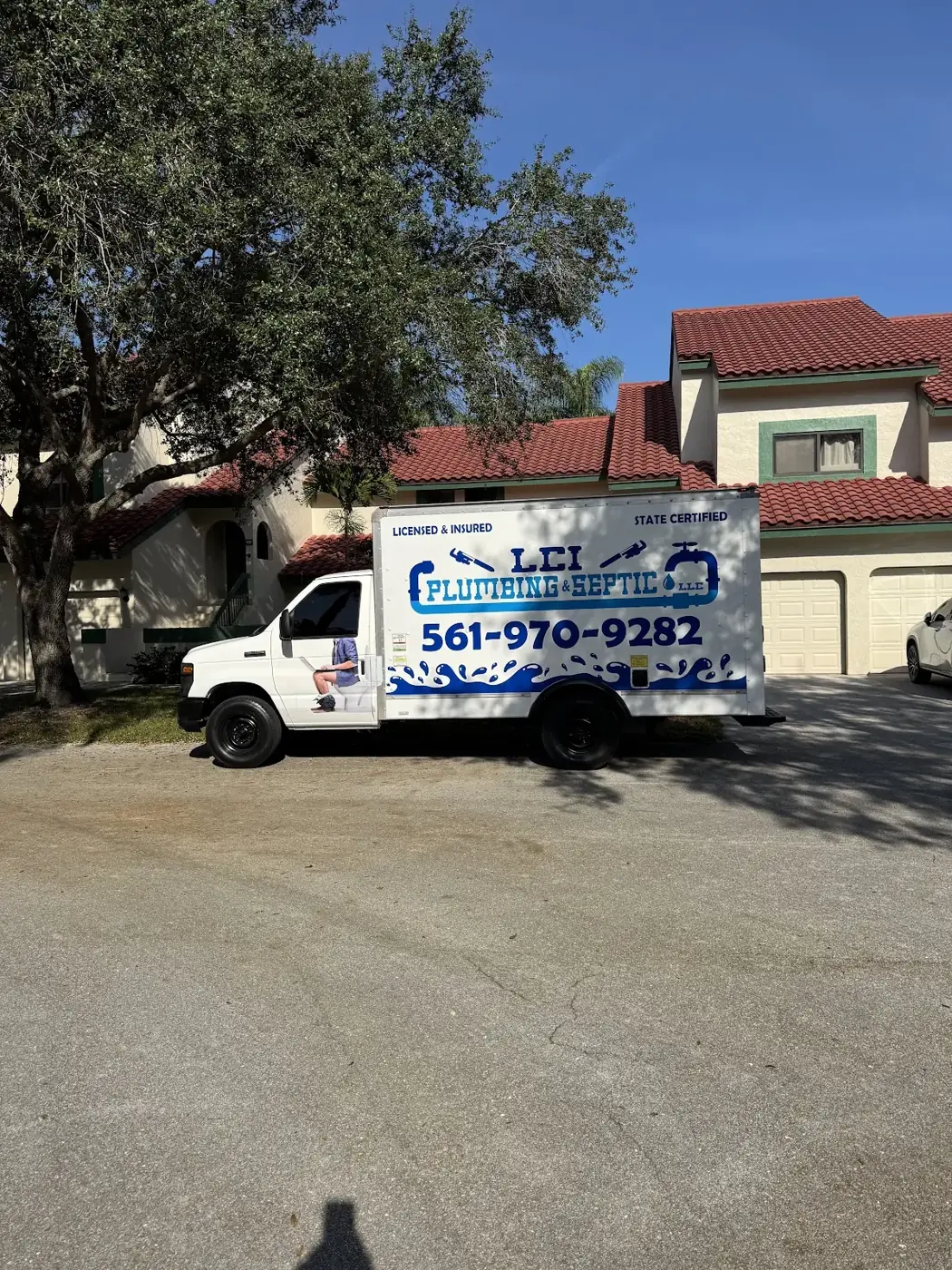 LCI Plumbing & Septic service truck in Jupiter