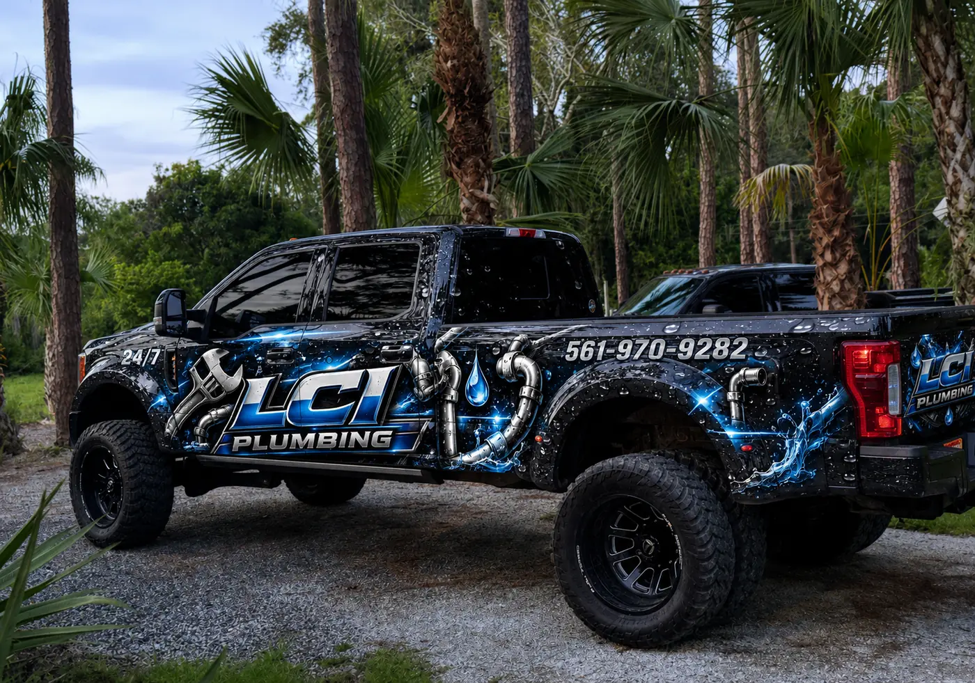 LCI Plumbing wrapped service pickup